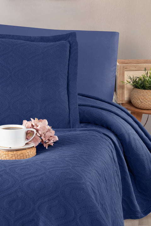 Indigo Single Cotton Bedspread Set - Includes 1 Pillowcase (160*220 cm)