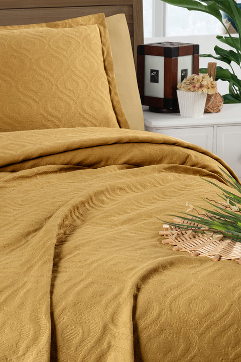 Saffron Single Cotton Bedspread Set - Includes 1 Pillowcase (160*220 cm)