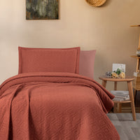 Cinnamon Single Cotton Bedspread Set - Includes 1 Pillowcase (160*220 cm)