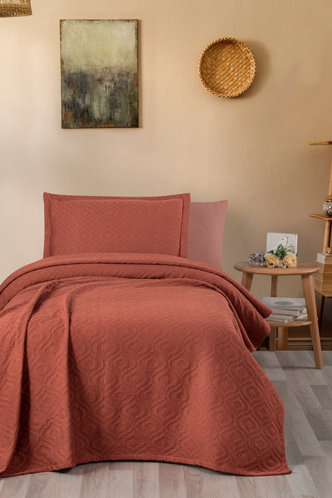 Cinnamon Single Cotton Bedspread Set - Includes 1 Pillowcase (160*220 cm)