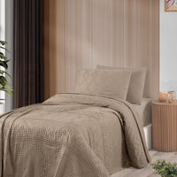 Light Brown Single Cotton Bedspread Set / Seasonal Quilt Set - Includes 1 Pillowcase (160*220 cm)