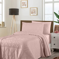 Powder Pink Single Cotton Bedspread Set / Seasonal Quilt Set - Includes 1 Pillowcase (160*220 cm)