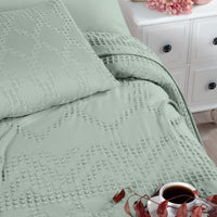 Mint Green Single Cotton Bedspread Set / Seasonal Quilt Set - Includes 1 Pillowcase (160*220 cm)