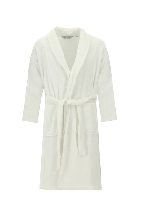 White Shawl Collar Cotton Bathrobe