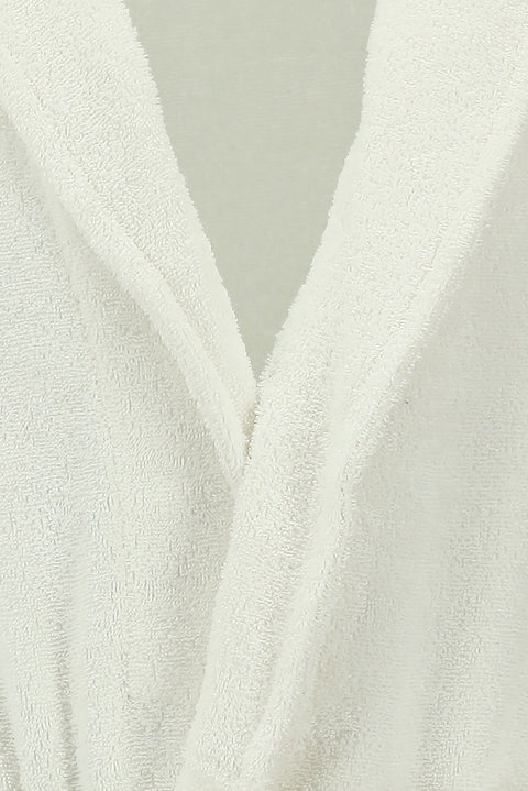 White Shawl Collar Cotton Bathrobe