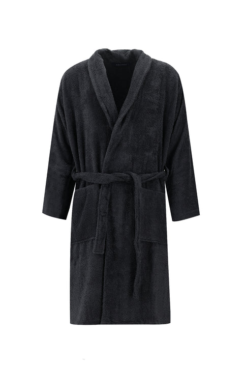 Dark Anthracite Shawl Collar Cotton Bathrobe