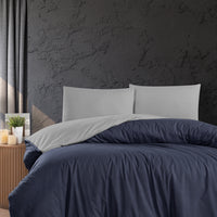 Navy Blue Single Double-Sided Cotton Duvet Cover Set