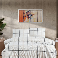 Off-White Single Plaid Cotton Duvet Cover Set
