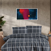 Medium Anthracite Single Plaid Cotton Duvet Cover Set