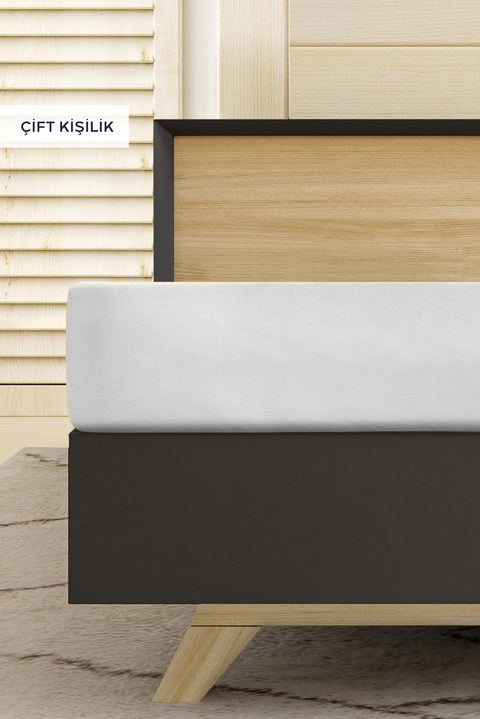 White Double Hacket Fitted Cotton Sheet