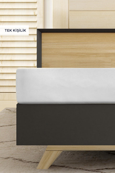White Single Hacket Fitted Cotton Sheet