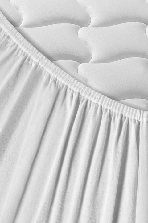 White Single Hacket Fitted Cotton Sheet