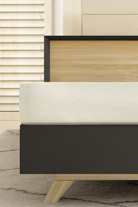 Off-White Single Fitted Cotton Sheet