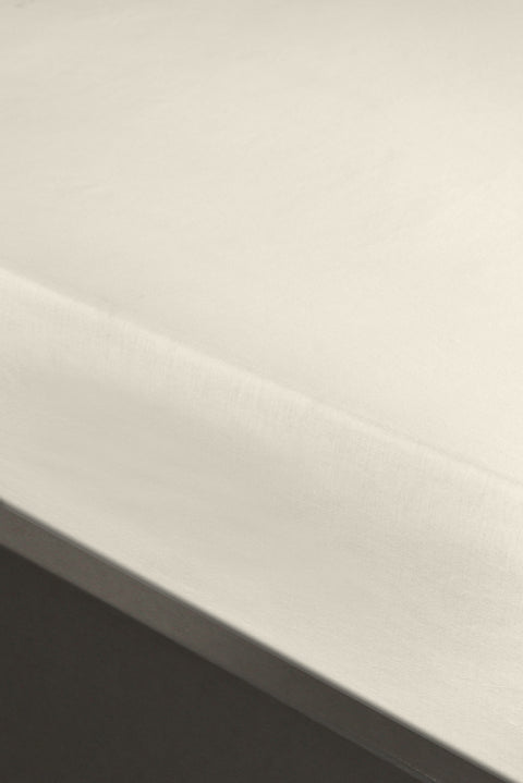 Off-White Single Fitted Cotton Sheet