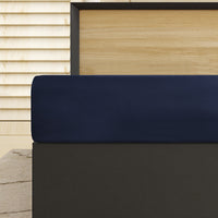 Navy Blue Double Fitted Cotton Sheet