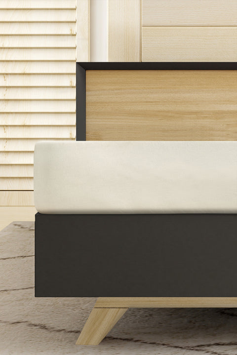 Off-White Double Fitted Cotton Sheet