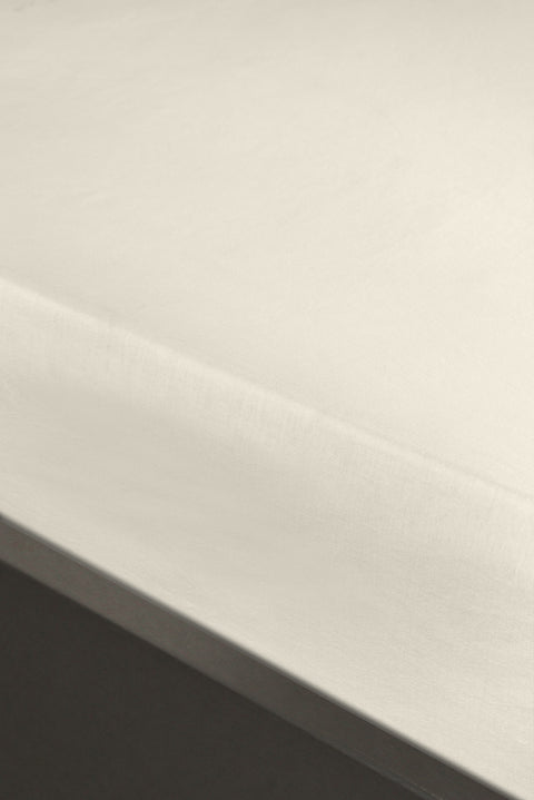 Off-White Double Fitted Cotton Sheet