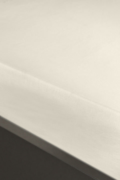 Off-White King Size Fitted Cotton Sheet