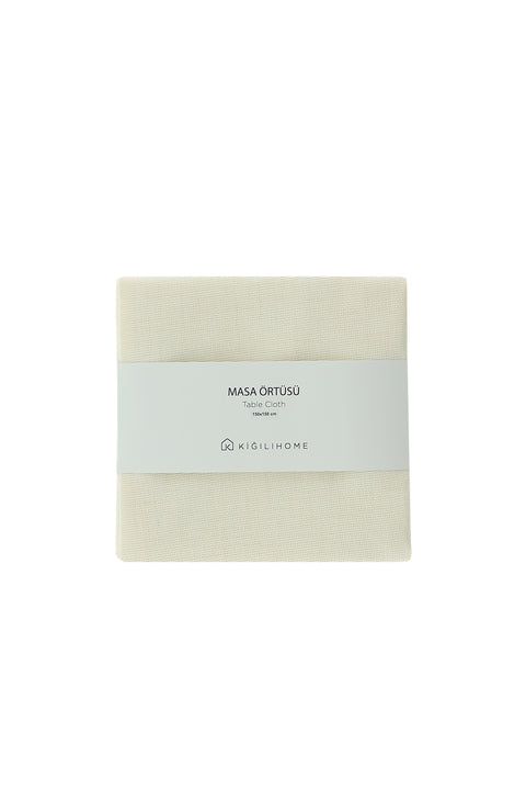 Cream Aida Round Tablecloth (4-6 people) Small Size / Table Setting