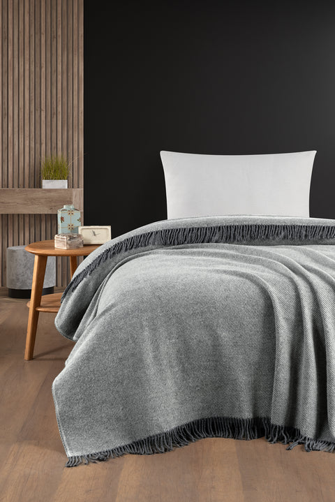 Medium Grey Single Wool Blanket
