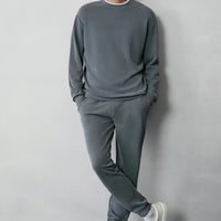 Dark Anthracite Long Sleeve Crew Neck 2-Piece Modal Tracksuit Set