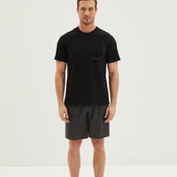 Black Contrast Collar 2-Piece Cotton Pajama Set (Shorts)