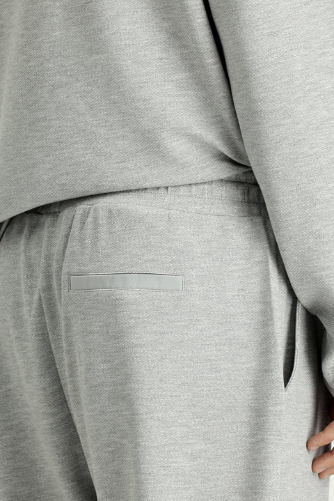 Medium Grey Melange Long Sleeve Crew Neck 3-Piece Pajama Set with Shorts