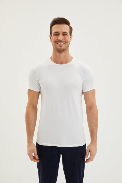 White Crew Neck Cotton T-shirt