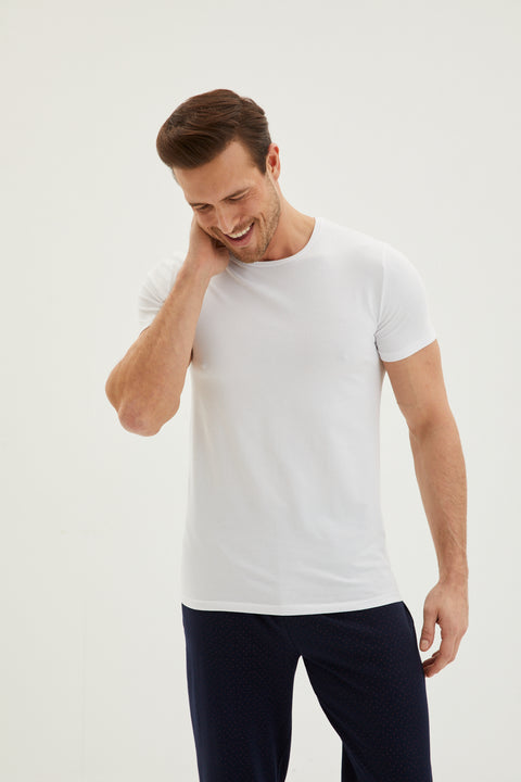 White Crew Neck Cotton T-shirt