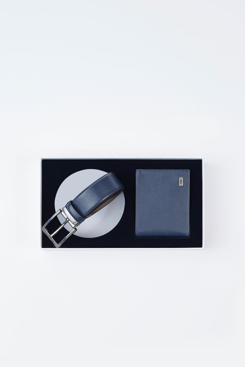 Dark Navy Blue 2-Piece Belt & Wallet Set