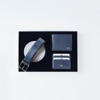 Dark Navy Blue 3-Piece Belt, Wallet & Card Holder Set
