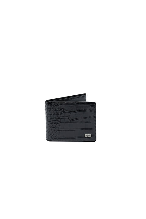 Black 3-Piece Crocodile Pattern Belt, Wallet & Card Holder Set