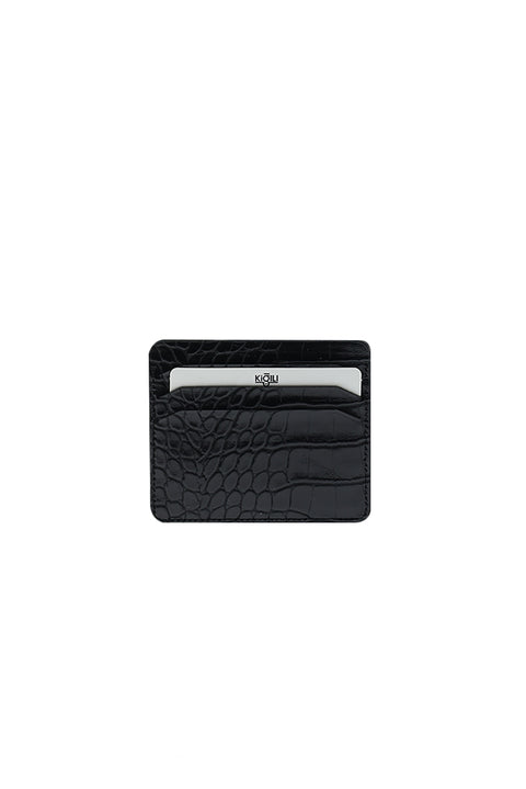 Black 3-Piece Crocodile Pattern Belt, Wallet & Card Holder Set