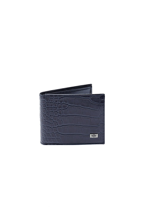 Dark Navy Blue 3-Piece Crocodile Pattern Belt, Wallet & Card Holder Set