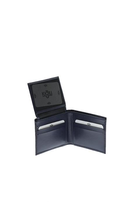 Dark Navy Blue 3-Piece Crocodile Pattern Belt, Wallet & Card Holder Set