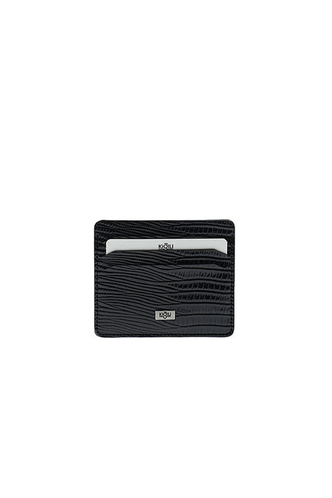 Black Lezard Pattern Belt, Wallet & Card Holder Set