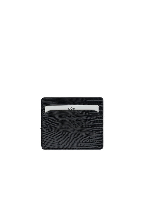Black Lezard Pattern Belt, Wallet & Card Holder Set