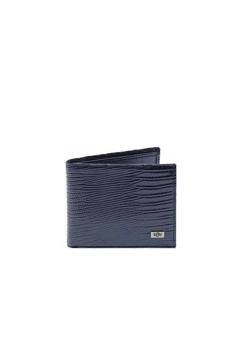 Dark Navy Blue 3-Piece Lezard Pattern Belt, Wallet & Card Holder Set