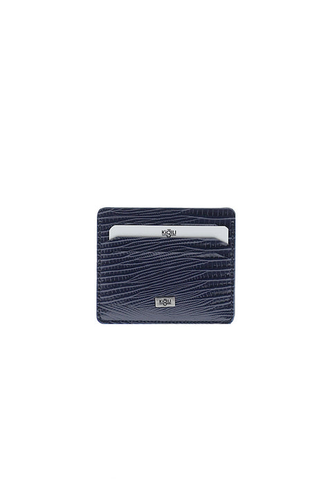 Dark Navy Blue 3-Piece Lezard Pattern Belt, Wallet & Card Holder Set