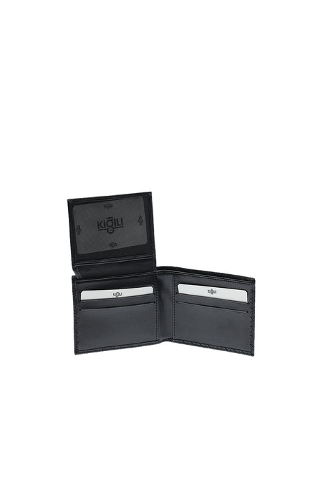 Black 3-Piece Patterned Belt, Wallet & Card Holder Set