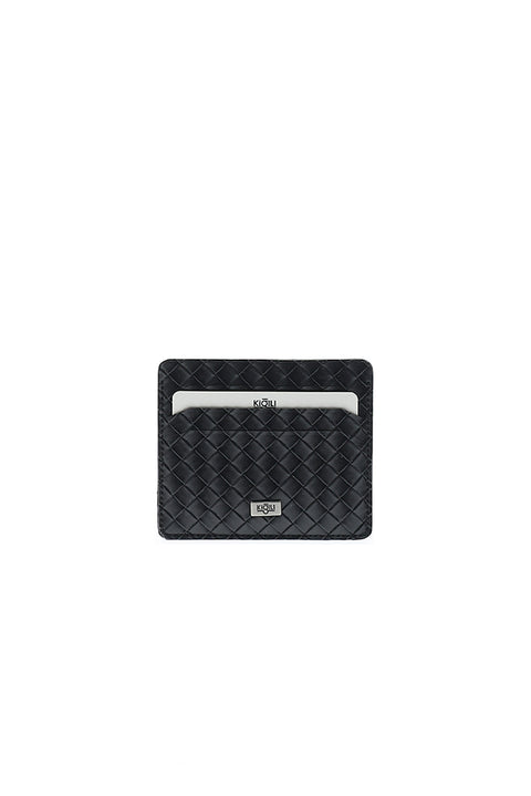 Black 3-Piece Patterned Belt, Wallet & Card Holder Set