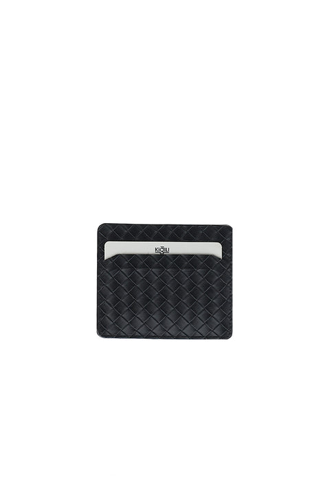 Black 3-Piece Patterned Belt, Wallet & Card Holder Set
