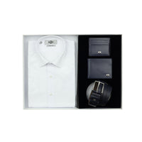 White 4-Piece Belt & Wallet & Card Holder & Shirt Set