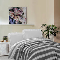 Medium Anthracite Striped Cotton Bedspread