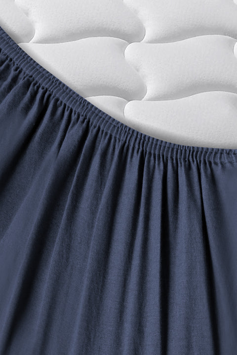Indigo Double Fitted Cotton Sheet