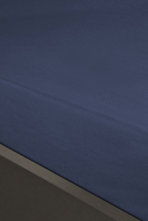 Indigo Double Fitted Cotton Sheet