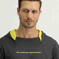 Açık Antrasit Kapüşonlu Baskılı Sweatshirt