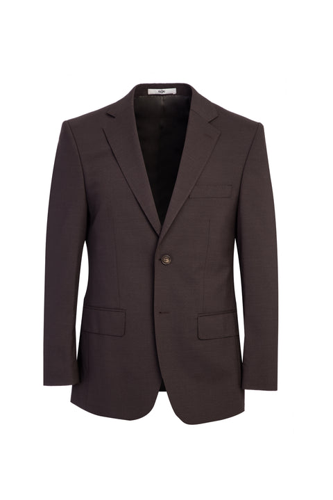 Dark Brown 4-Drop Relaxed Fit Wool Patterned Suit