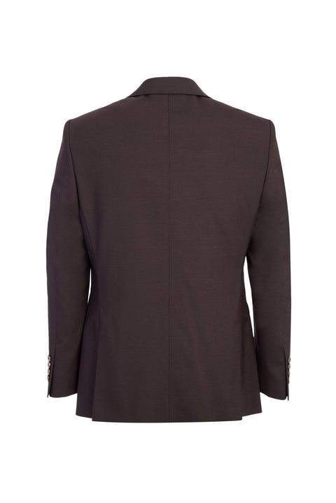 Dark Brown 4-Drop Relaxed Fit Wool Patterned Suit