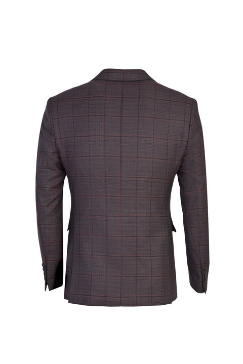 Dark Brown 7 Drop Slim Fit Plaid Suit